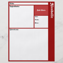 Página de la receta (rojo oscuro) tarjetas publicitarias