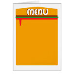 página del menú de la hamburguesa tarjeta