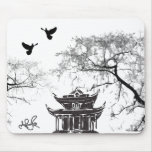 Pagoda china, cojín de ratón de pintura de la palo alfombrilla de raton