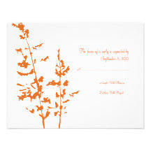 País anaranjado y blanco RSVP que se casa floral Invitación Personalizada