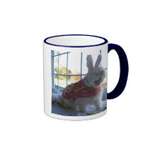País de las maravillas blanco del gatito del conej tazas de café