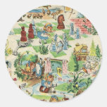 País de las maravillas del vintage de Alicia Etiquetas Redondas