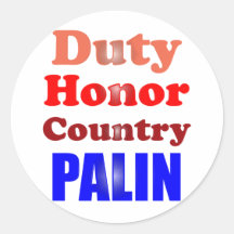 País Palin del honor del deber Pegatinas Redondas