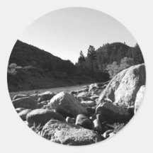 Paisaje blanco y negro 4 etiqueta redonda