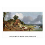 Paisaje con el pueblo de Thomas Gainsborough Postal
