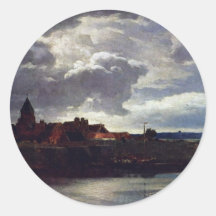 Paisaje con el río de Andreas Achenbach Pegatinas