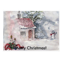 ¡Paisaje de la nieve, Felices Navidad! Plantilla De Tarjeta Personal