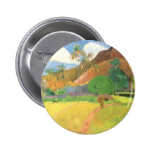 Paisaje de Tahitian, montañas Tahití, Paul Gauguin Pins