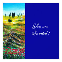 PAISAJE de TOSCANA CON LAS AMAPOLAS, azules Comunicados