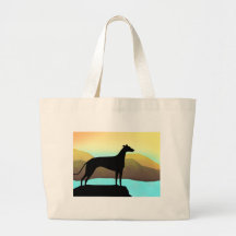Paisaje del perro del galgo de la orilla del agua bolsa