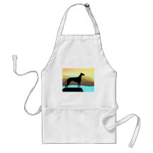 Paisaje del perro del galgo de la orilla del agua delantal