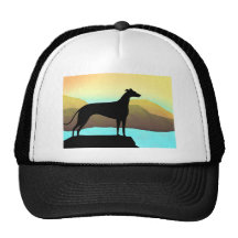 Paisaje del perro del galgo de la orilla del agua gorra