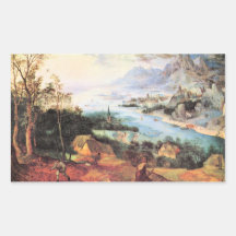 Paisaje del río con un sembrador de Pieter Bruegel Rectangular Pegatinas