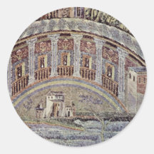 Paisaje del río de Arabischer Mosaizist Um 715 Etiquetas Redondas