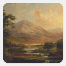 Paisaje escocés por Duncanson Calcomanía Cuadradas Personalizadas