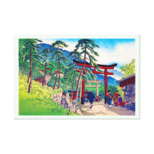 Paisaje japonés fresco de la gente de la puerta de impresiones en lona