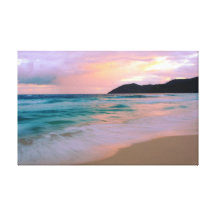 Paisaje marino del Caribe de la madrugada Lona Envuelta Para Galerias