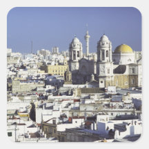 Paisaje urbano de Cádiz, España Calcomanía Cuadradas Personalizada