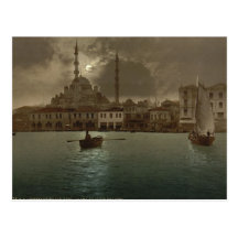 Paisaje urbano de Estambul del vintage con la luz  Postal