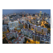 Paisaje urbano de Singapur en la tarjeta azul de l