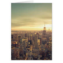 Paisaje urbano del horizonte de los rascacielos de felicitación