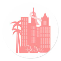 Paisaje urbano rosado de la cinta pegatinas