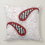Paisley a cuadros roja femenina linda almohadas