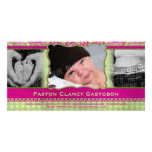 Paisley caprichosa invitación del bebé urbano y de tarjeta fotográfica personalizada