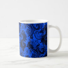Paisley intrépida - azul y negro tazas de café