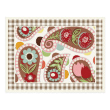 Paisley más plana - rosa - postal