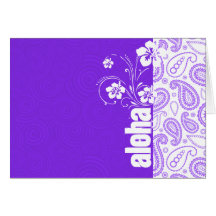 Paisley púrpura; Hawaiana, hibisco Tarjeta