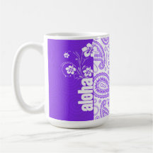 Paisley púrpura; Hawaiana, hibisco Taza