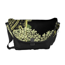 Paisleys y Hydrangea en mensajero negro del carrit Bolsa De Mensajeria