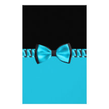 Pajarita y cinta con clase de las azules turquesas  papeleria de diseño