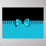 Pajarita y cinta con clase de las azules turquesas posters