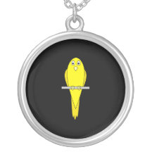 Pájaro amarillo. Canario. En negro Grímpola
