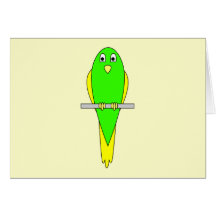 Pájaro amarillo y verde. Parakeet Felicitacion