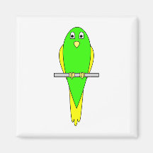 Pájaro amarillo y verde. Parakeet Imanes De Nevera