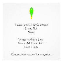 Pájaro amarillo y verde. Parakeet Invitacion Personalizada