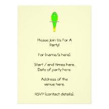 Pájaro amarillo y verde. Parakeet Invitaciones Personalizada