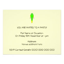 Pájaro amarillo y verde. Parakeet Invitacion Personalizada