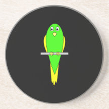 Pájaro amarillo y verde. Parakeet. Negro Posavaso Para Bebida