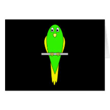 Pájaro amarillo y verde. Parakeet. Negro Felicitacion