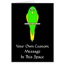 Pájaro amarillo y verde. Parakeet. Negro Felicitación