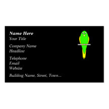 Pájaro amarillo y verde. Parakeet. Negro Plantillas De Tarjetas Personales