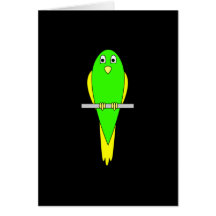 Pájaro amarillo y verde. Parakeet. Negro Tarjetón