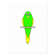 Pájaro amarillo y verde. Parakeet Postal