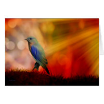 Pájaro azul de la felicidad felicitación