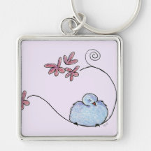 pájaro azul en una rama llavero personalizado