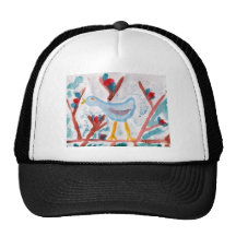 Pájaro azul gorros bordados